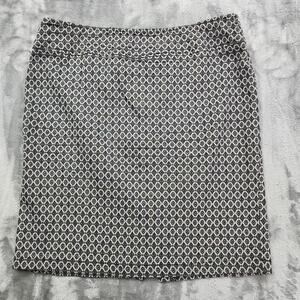 SOHO Apparel Skirt Women L Black White Geometric Pull On Pencil Back Slit Office